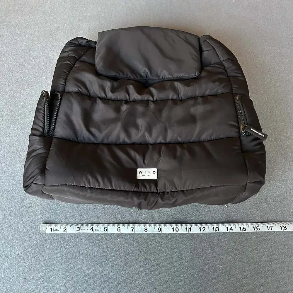 Wilo The Label Black Quilted Puffer Drawstring Backpack